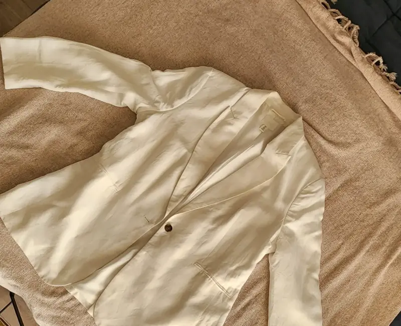 Blazer blanco elegante (estilo tela Lino) - 3