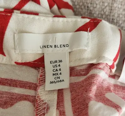 Pantalon lino blanco y rojo - miniatura 1