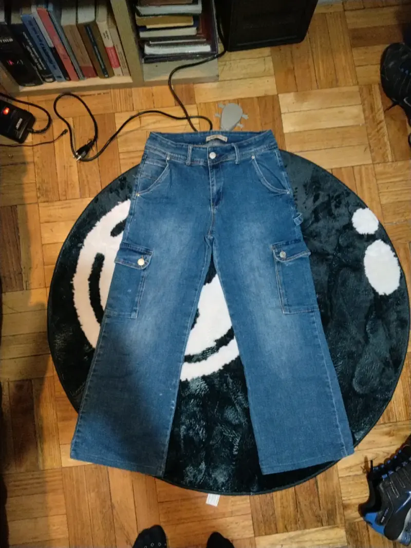 Pantalones cargo denim azul - 1