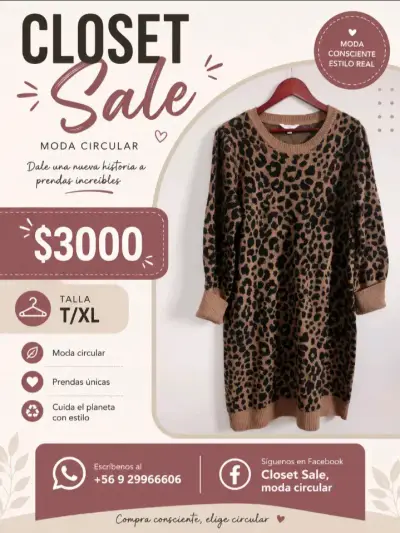 Vestido animal print marrón - miniatura 1