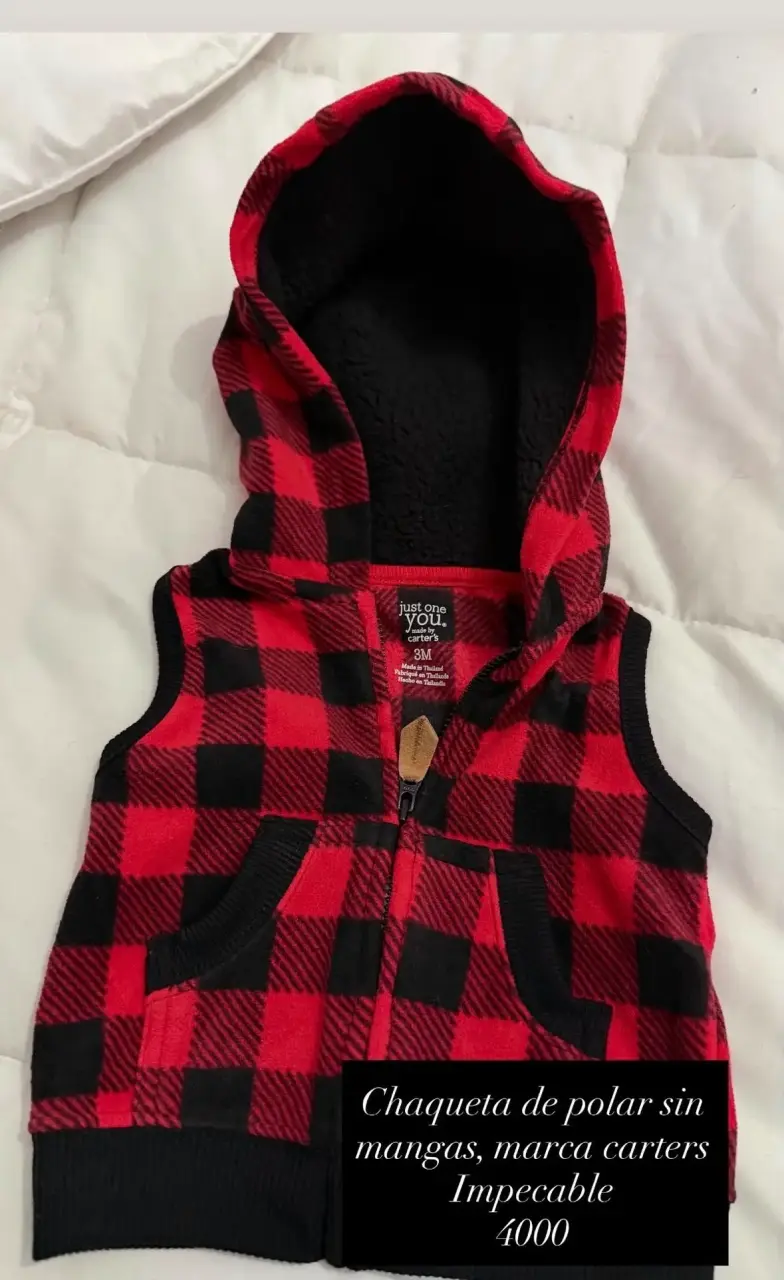 Chaleco polar a cuadros rojos