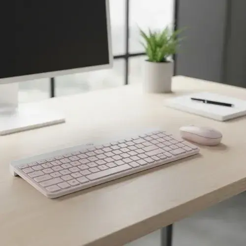 Teclado y mouse USB rosa Logitech - 1