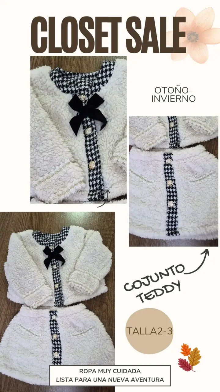 Conjunto teddy talla 2-3 años