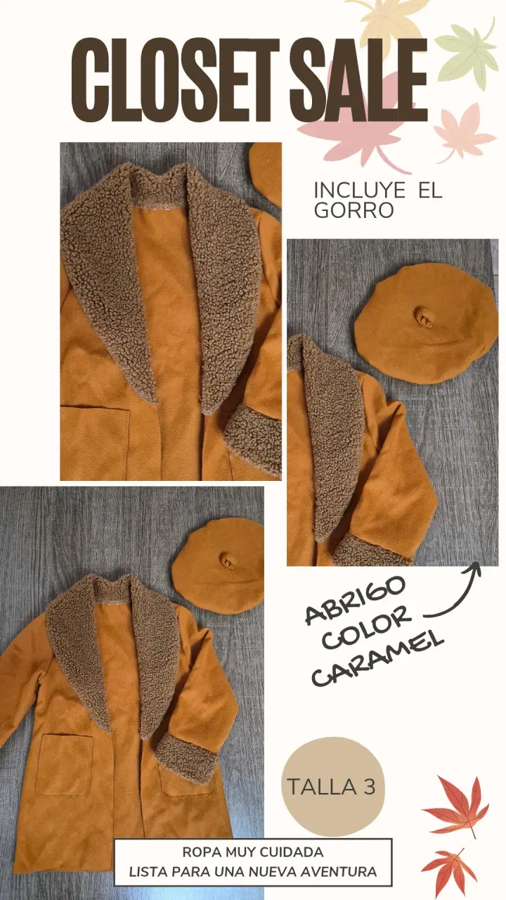 Abrigo y boina marrón con borrego