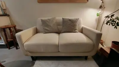 Sofá blanco dos plazas - miniatura 1