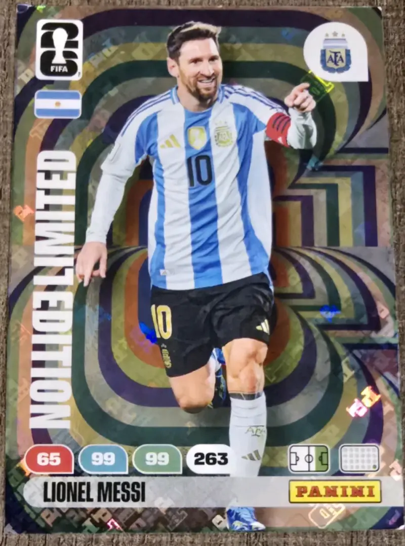 Tarjeta Panini Messi Edición Limitada