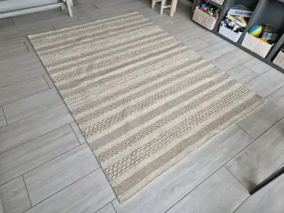 Alfombra rayas beige y gris - miniatura 2