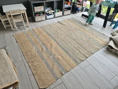 Alfombra rayas beige y gris - miniatura 3