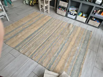 Alfombra rayas beige y gris - miniatura 4