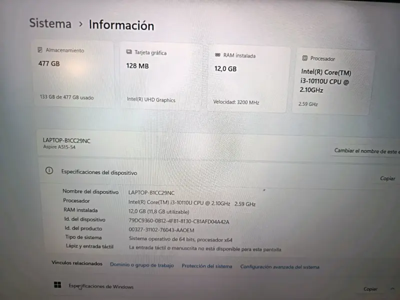 Laptop Acer Full HD 1080p - 3