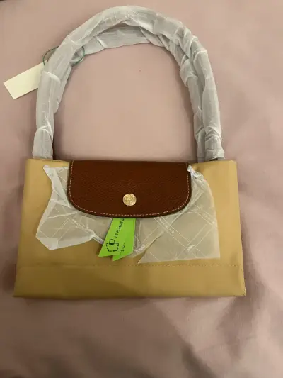 Cartera beige réplica Longchamp talla L - miniatura 1
