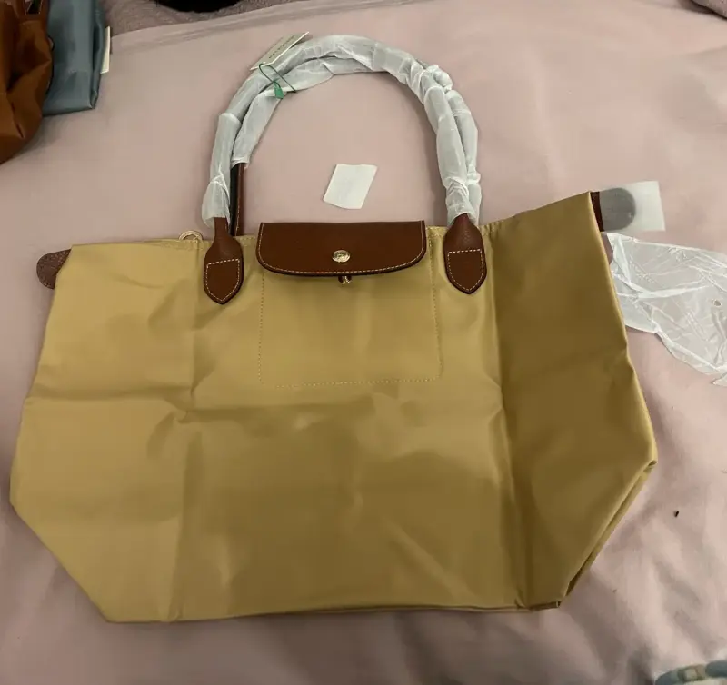 Cartera beige réplica Longchamp talla L - 2