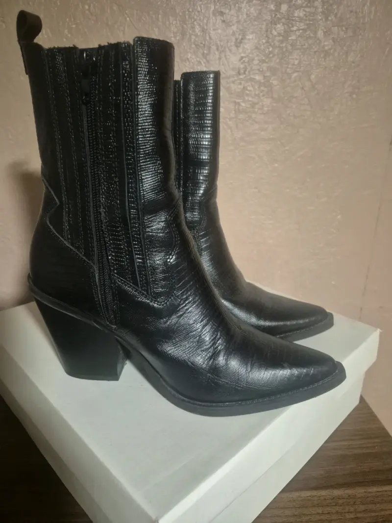 Botines negros de cuero sintético - 2