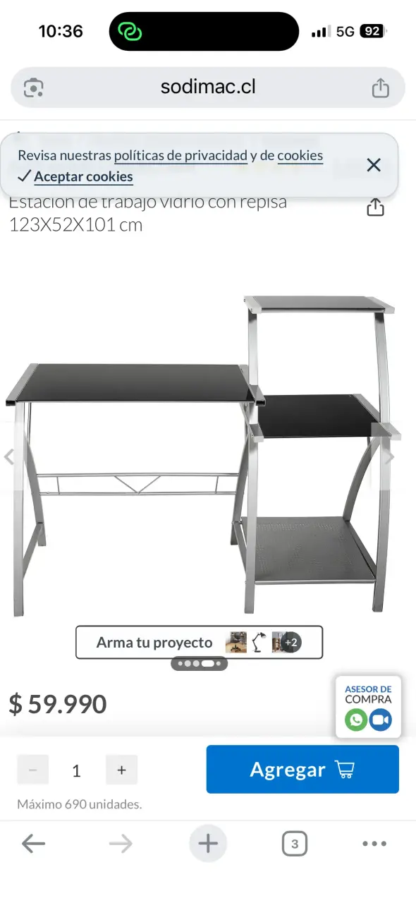 Escritorio de vidrio negro moderno - 3