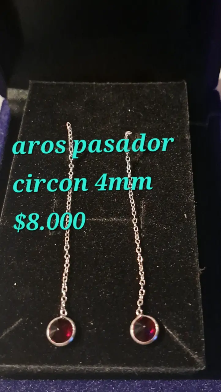 Aros pasador con circon rojo - 1