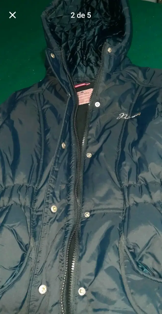 Abrigo negro con capucha para niña talla 14 - 2