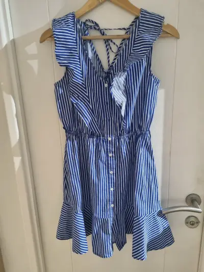 Vestido azul rayas sin mangas - miniatura 1