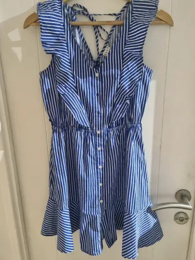 Vestido azul rayas sin mangas - miniatura 2