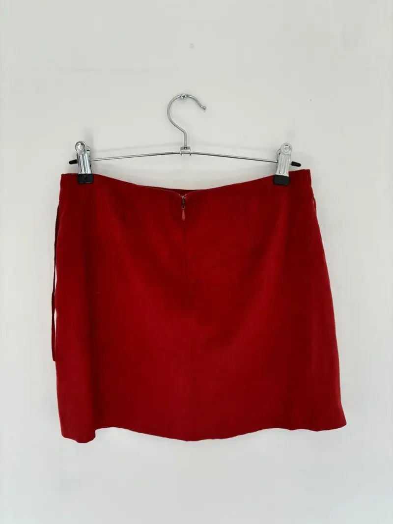 Falda de Gamuza roja con flecos - 2