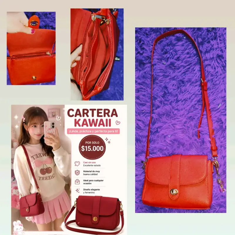 Cartera roja kawaii