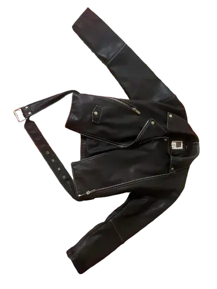 Chaqueta de cuero negro moto