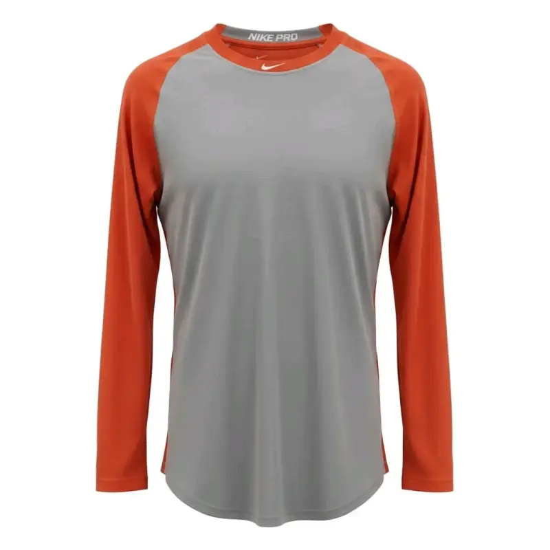 Polera Nike Pro gris y naranja