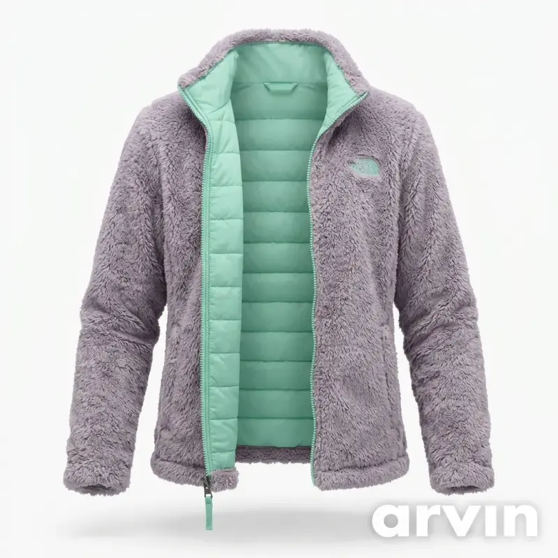 Chaqueta polar morada y verde