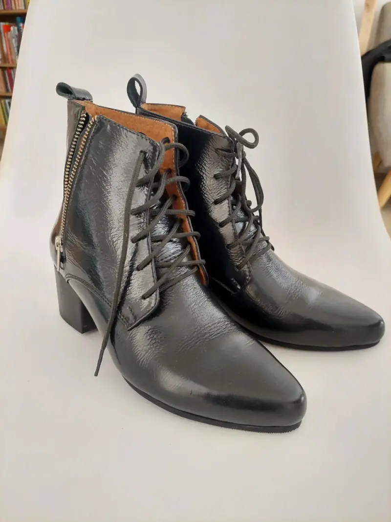 Botines de cuero negro charol - 3
