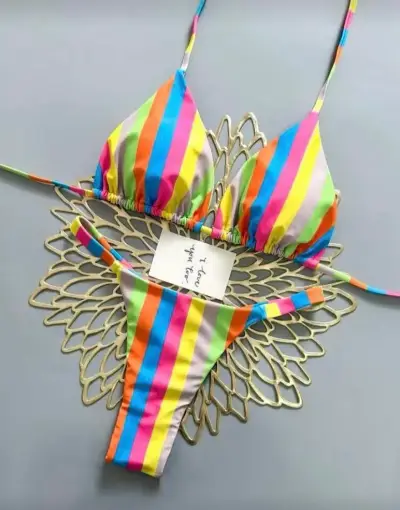 Bikini rayado multicolor talla S - miniatura 1