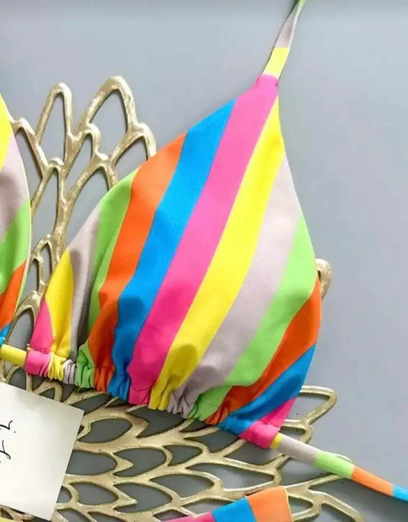 Bikini rayado multicolor talla S - 3