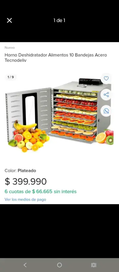 Deshidratador de alimentos de acero inoxidable - miniatura 5