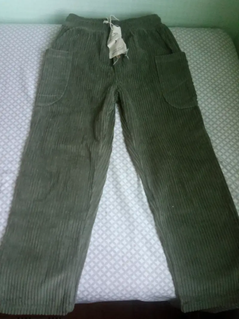 Pantalones de Cotele verde oscuro, talla 10