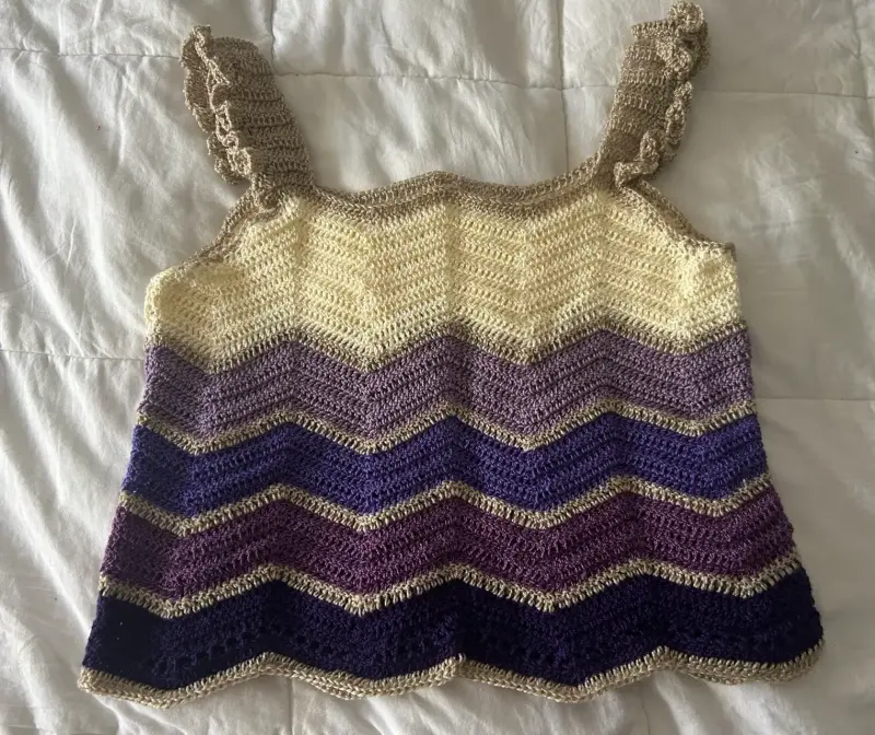 Top tejido a crochet multicolor