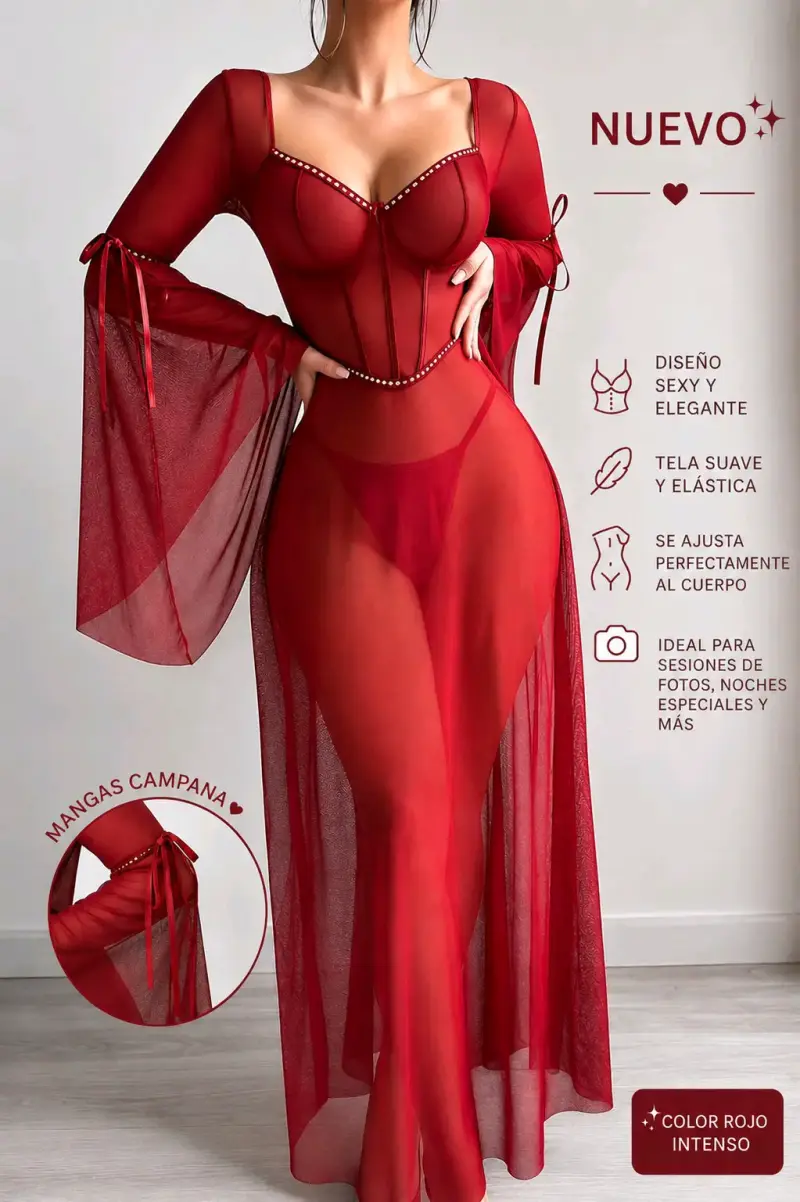 Vestido Lencería Roja Transparente