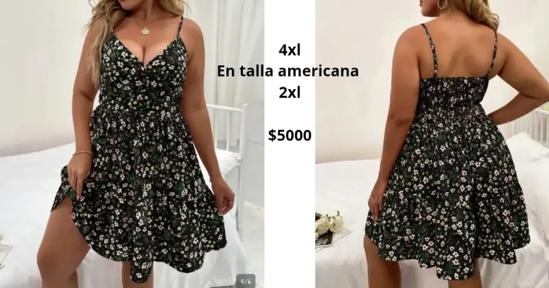Vestido floral negro talla grande