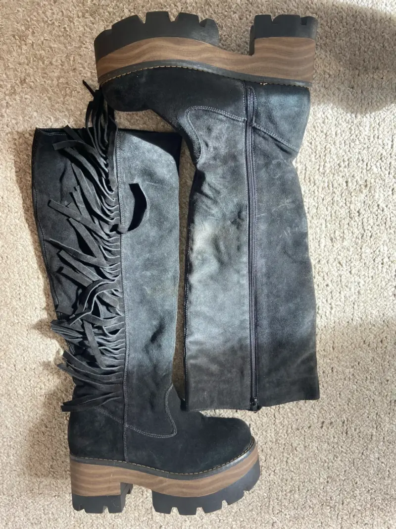 Botas negras de cuero con plataforma - 2