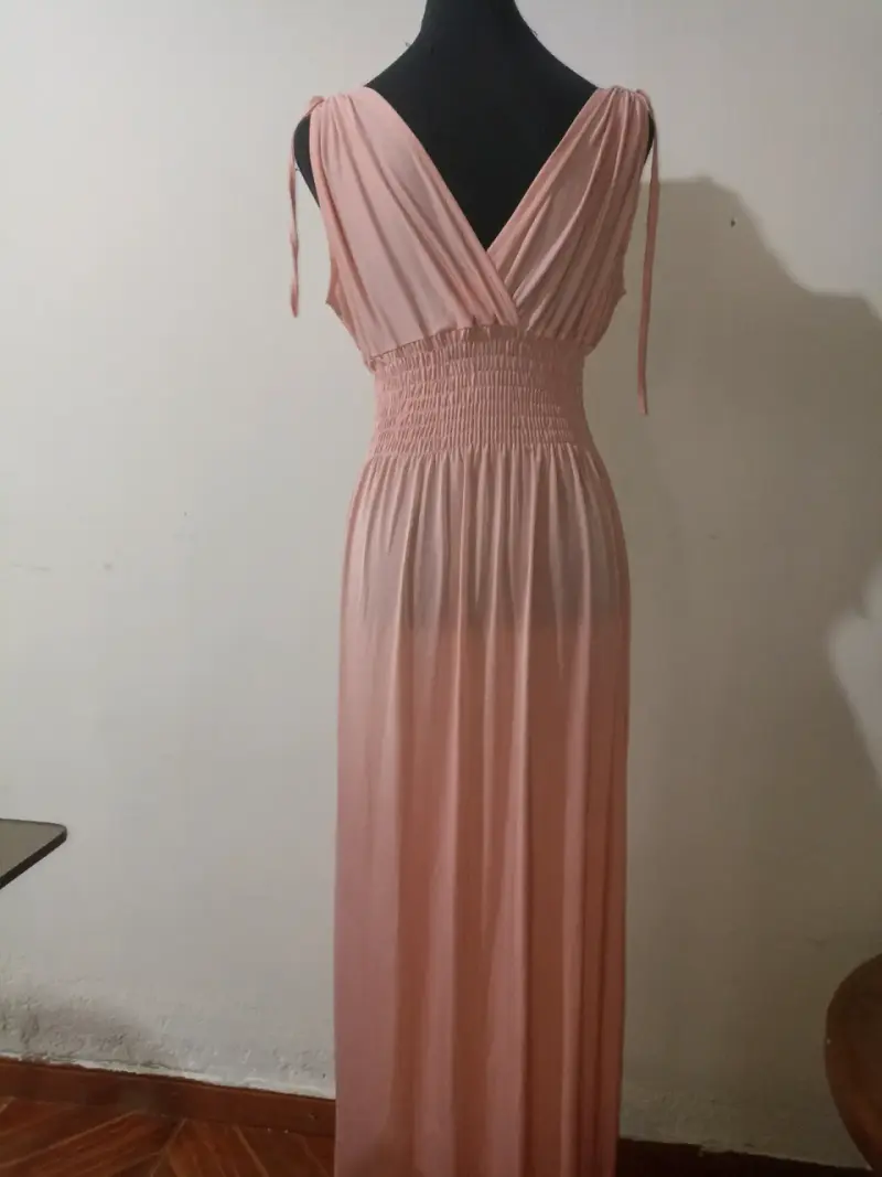 Vestido largo rosa elegante - 2