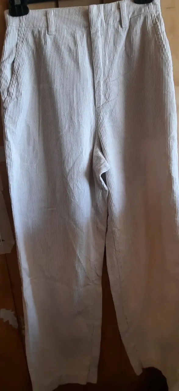 Pantalones de tela a rayas blancas - 1
