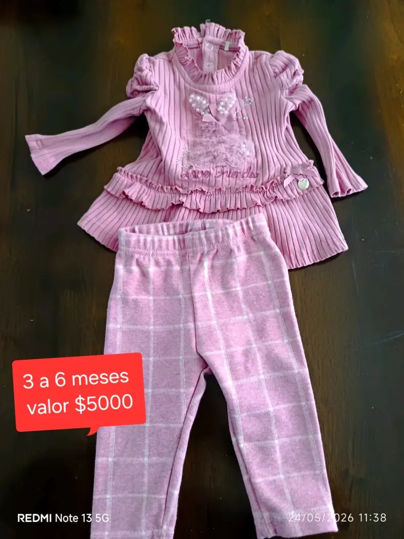 Conjunto bebé rosado 3 a 6 meses
