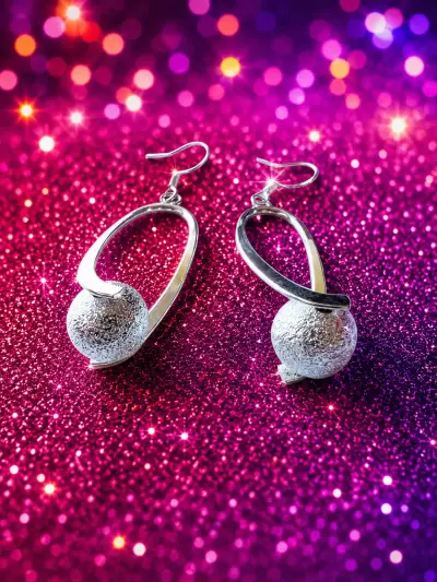 Aros colgantes plateados elegantes - miniatura 1