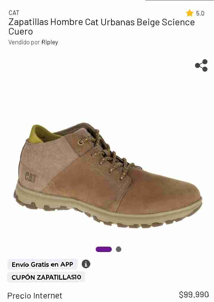 Zapatillas Hombre Cat Beige - 1