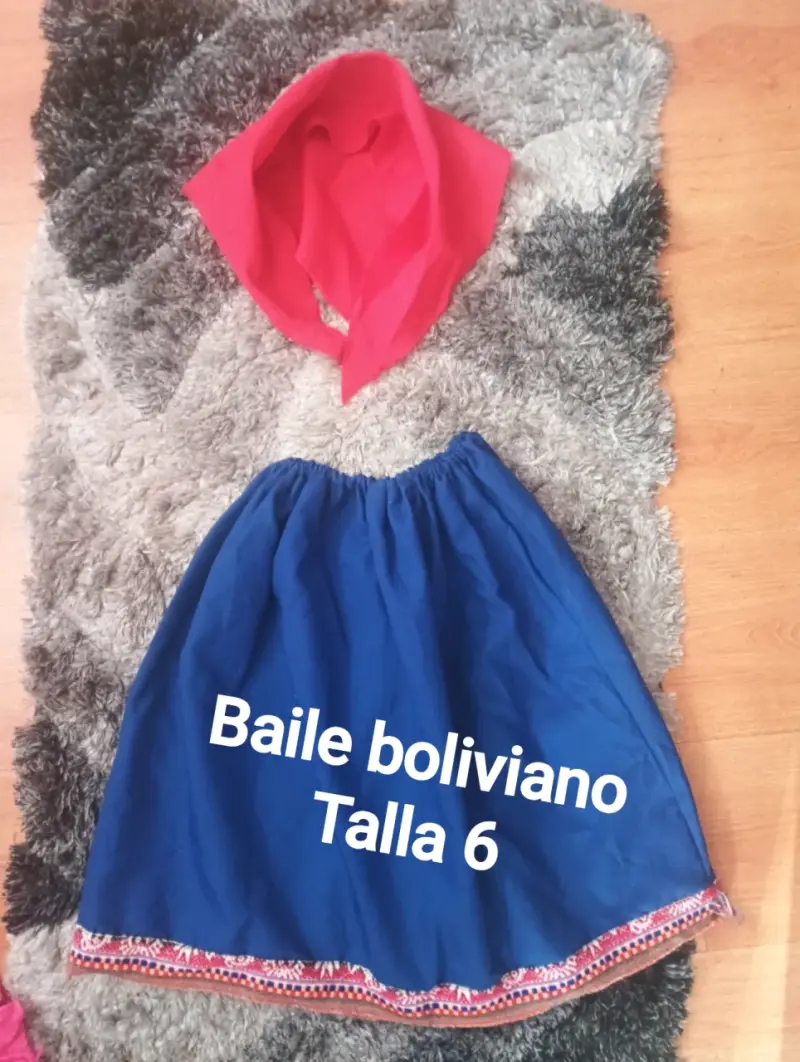 Falda baile boliviano azul