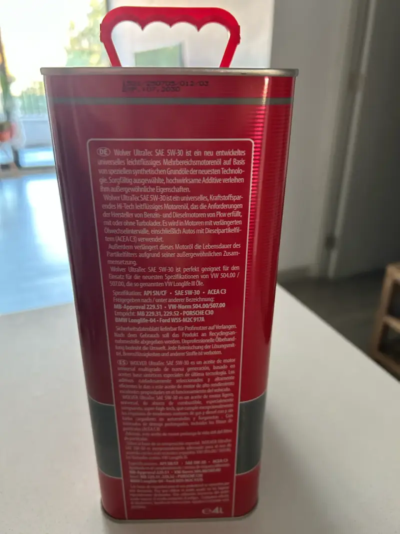 Aceite motor Wolver 5W-30 4L - 3
