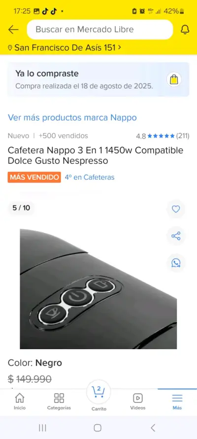 Cafetera Nappo 3 en 1 Negro - miniatura 4