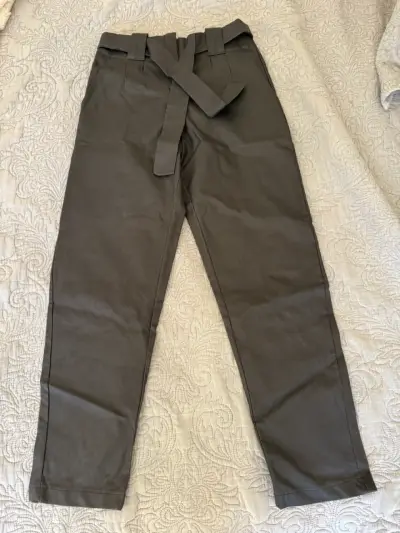 Pantalón paperbag gris para mujer - miniatura 1