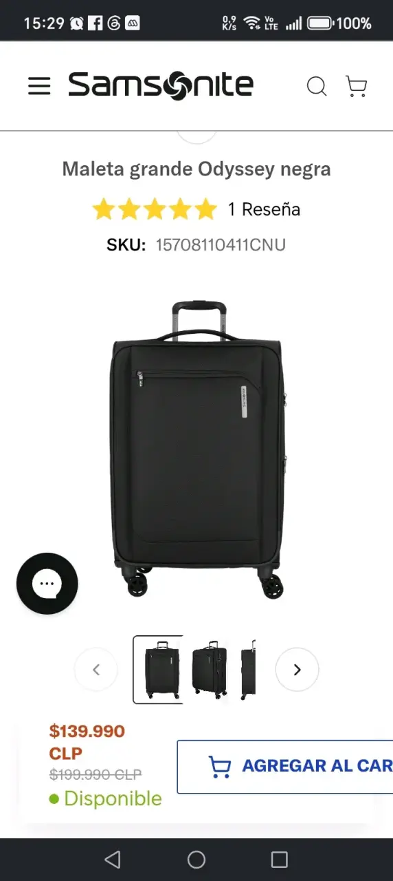 Maleta grande Samsonite negra - 1
