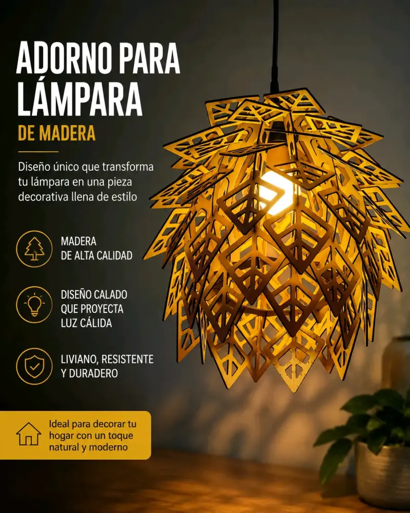 Adorno para lámpara de madera