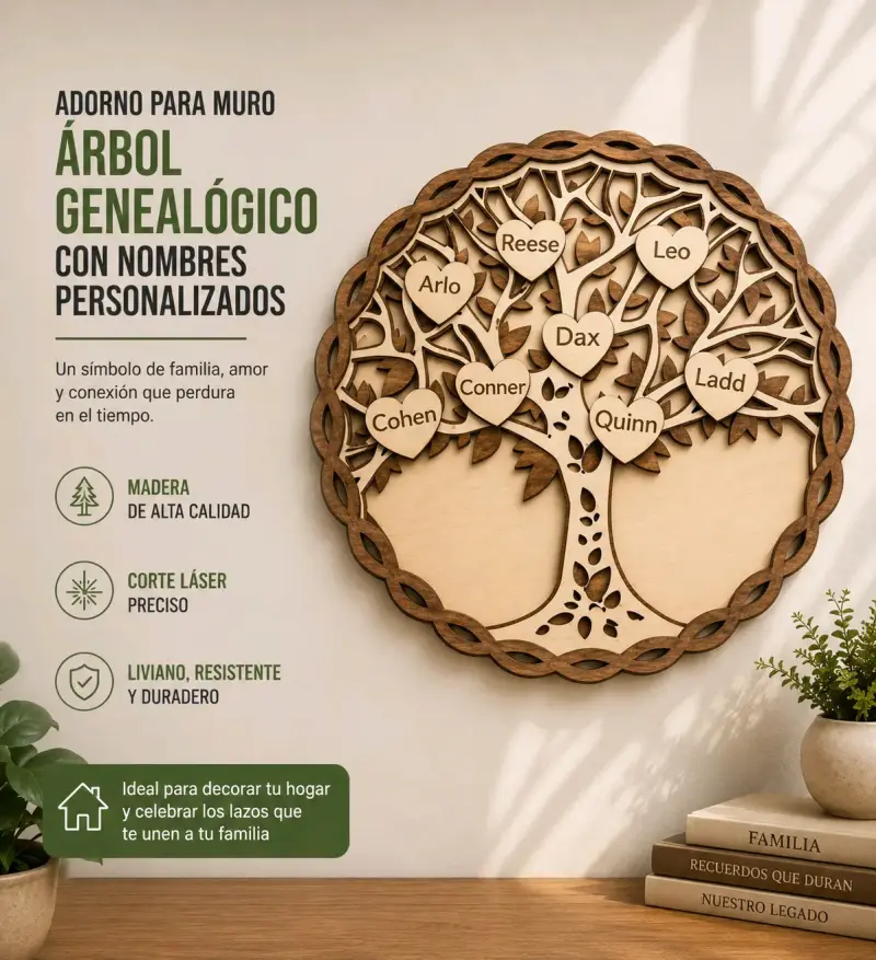 Árbol genealógico personalizado de madera