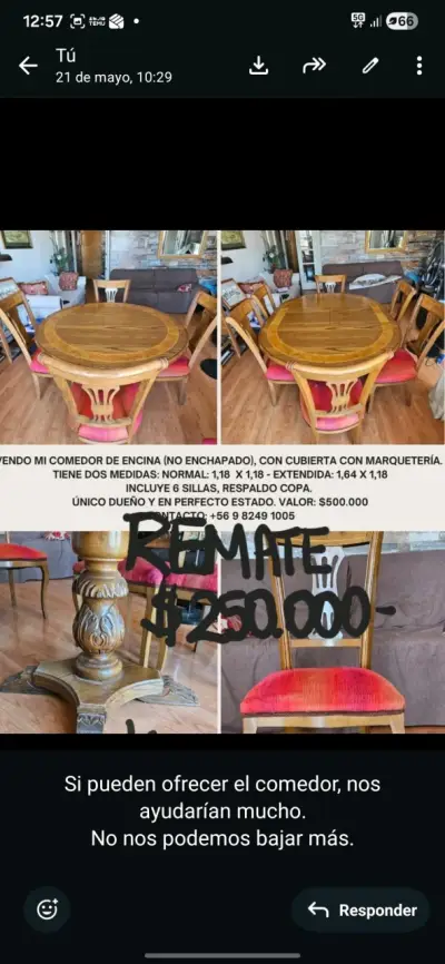 Juego de comedor de encina - miniatura 1