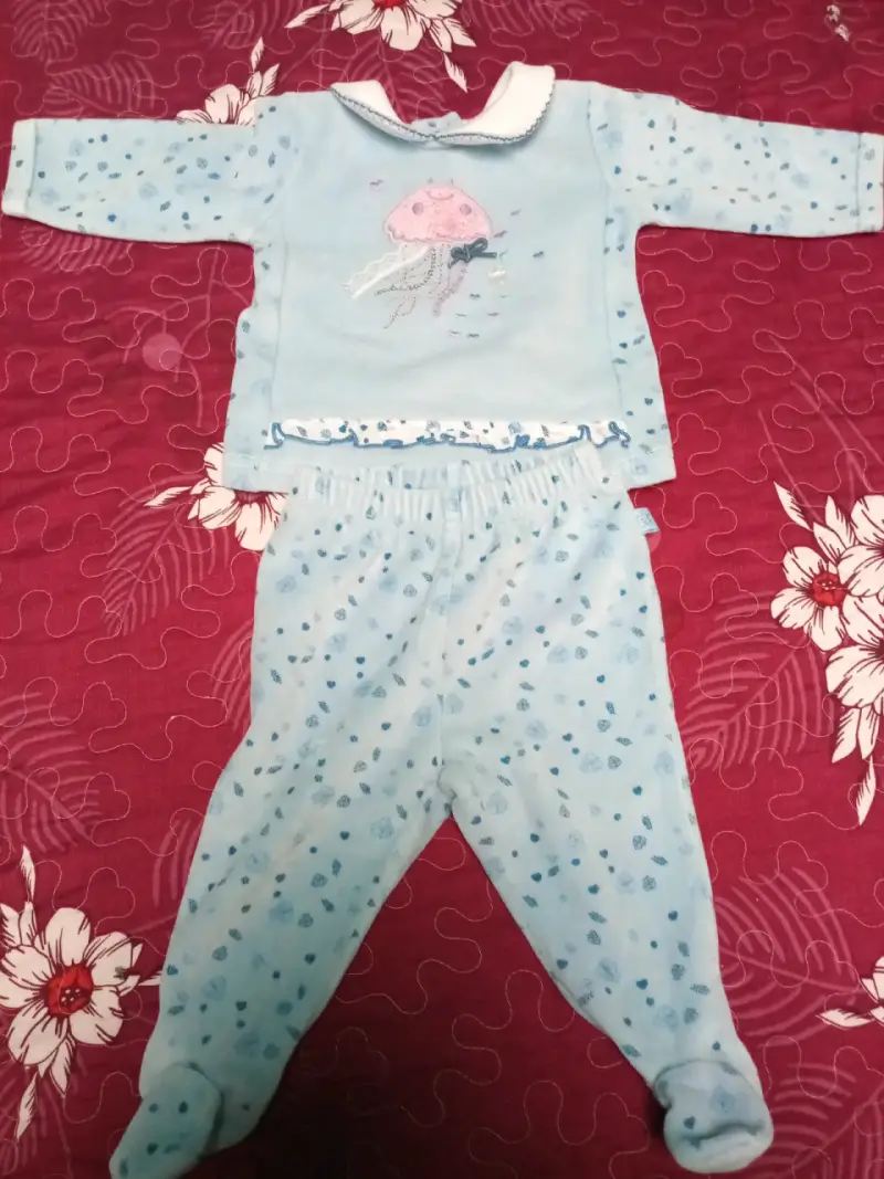 Pijama bebé azul con medusa - 1